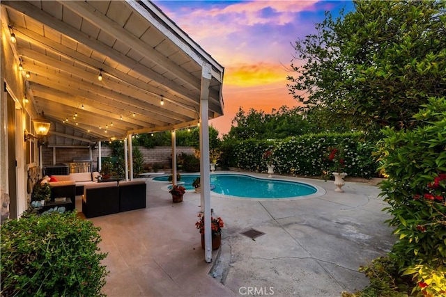 7936 Laramie Ave, Winnetka, CA 91306 - view of swimming pool featuring an outdoor living space, a patio, and a fenced backyard