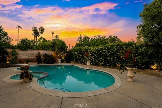 7936 Laramie Ave, Winnetka, CA 91306 - view of pool featuring a pool with connected hot tub, a patio, and a fenced backyard