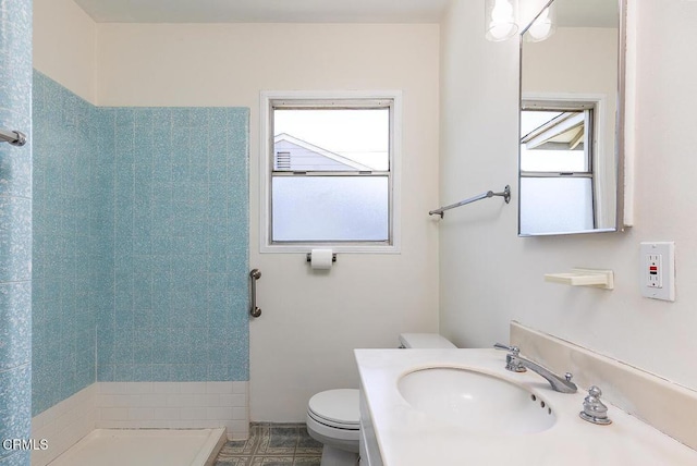 2327 Roscommon Ave, Monterey Park, CA 91754 - bathroom featuring healthy amount of natural light, toilet, a shower stall, and vanity