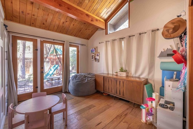 945 Tinker Bell Ave, Big Bear City, CA 92314 - entryway featuring wood finished floors and wooden ceiling