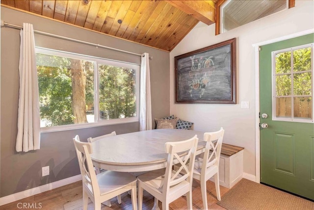 945 Tinker Bell Ave, Big Bear City, CA 92314 - dining room with wooden ceiling, baseboards, and wood finished floors
