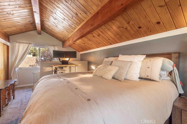 945 Tinker Bell Ave, Big Bear City, CA 92314 - bedroom featuring carpet flooring, wooden ceiling, baseboards, and radiator heating unit
