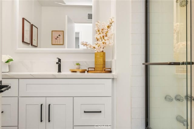 13381 Del Cerro Dr, Tustin, CA 92780 - bathroom featuring a shower stall and vanity