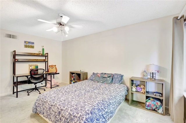 10145 Larwin Ave Unit 2, Chatsworth, CA 91311 - carpeted bedroom with a textured ceiling, ceiling fan, and a desk