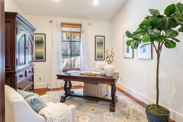 3904 Via Cardelina, Palos Verdes Estates, CA 90274 - office area featuring baseboards, wood finished floors, and recessed lighting