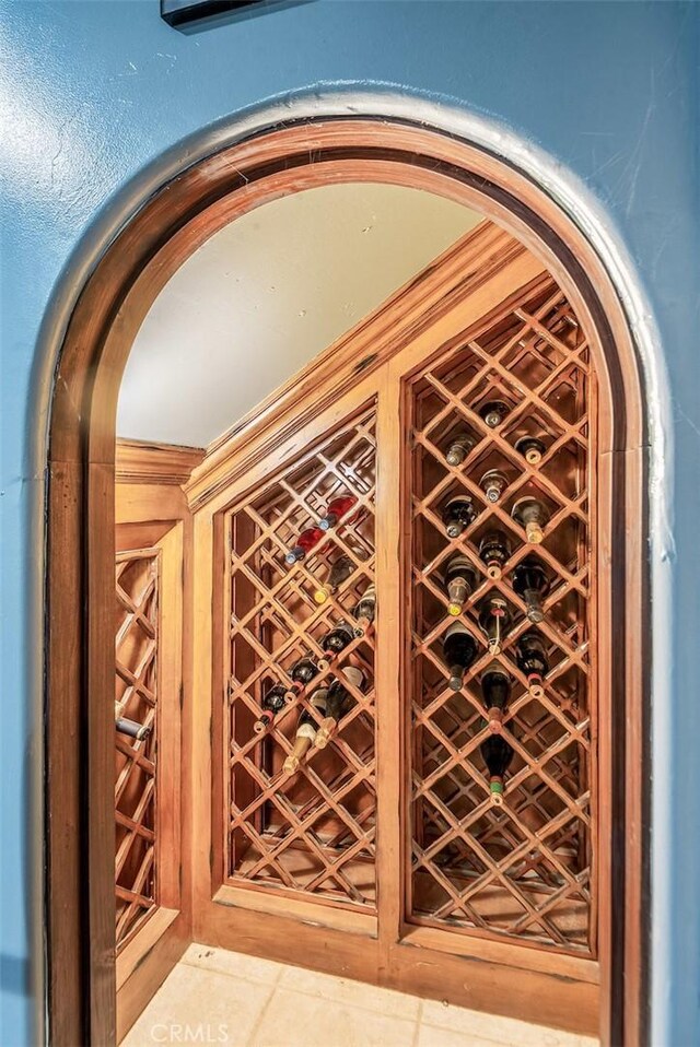 3904 Via Cardelina, Palos Verdes Estates, CA 90274 - wine cellar featuring arched walkways and tile patterned flooring