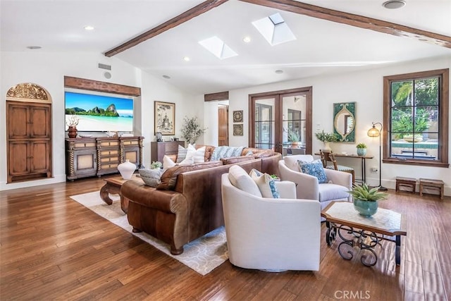 3904 Via Cardelina, Palos Verdes Estates, CA 90274 - living area with wood finished floors, a skylight, recessed lighting, and baseboards