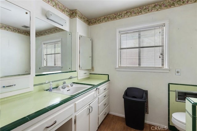 18333 Lancaster Rd, Lancaster, CA 93536 - bathroom with toilet, wood finished floors, and vanity