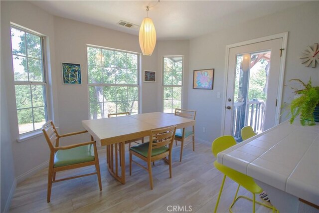 32760 Ram Ln, North Fork, CA 93643 - dining area with healthy amount of natural light, light wood-type flooring, and baseboards