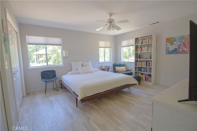 32760 Ram Ln, North Fork, CA 93643 - bedroom with light wood-type flooring, baseboards, and a ceiling fan