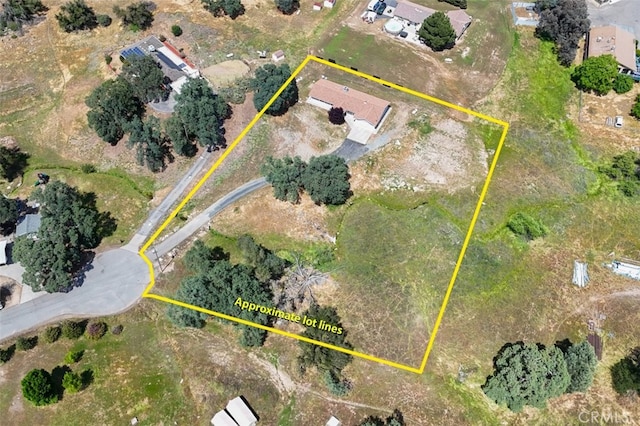 43038 Glacier Ln, Coarsegold, CA 93614 - aerial view of property and surrounding area featuring property parcel outlined