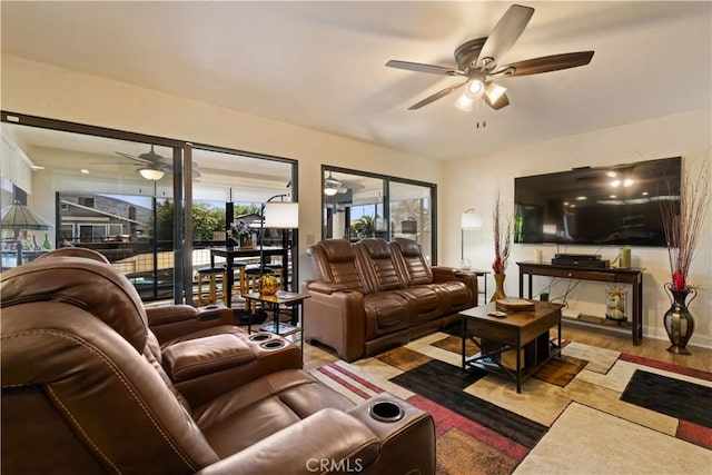 7795 Richard Dr, Lucerne, CA 95458 - living area featuring ceiling fan and wood finished floors