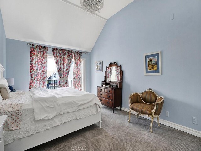 3842 Montego Dr, Huntington Beach, CA 92649 - carpeted bedroom with lofted ceiling and baseboards