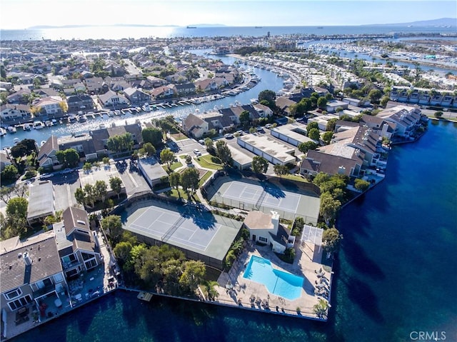 3842 Montego Dr, Huntington Beach, CA 92649 - aerial perspective of suburban area with a large body of water and a pool