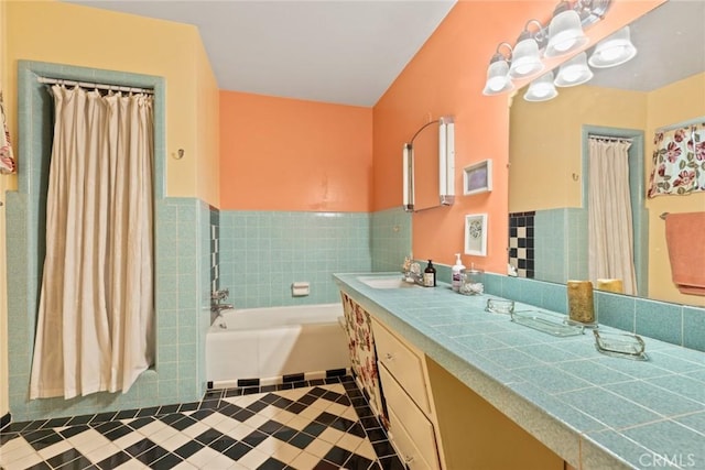 297 Connors Ave, Chico, CA 95926 - bathroom with vanity, a garden tub, tile patterned flooring, and a wainscoted wall