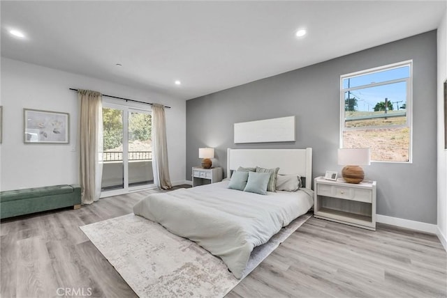 689 Castlehill Dr, Walnut, CA 91789 - bedroom featuring access to exterior, recessed lighting, wood finished floors, and baseboards