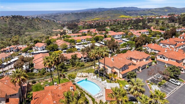 417 Via Presa, San Clemente, CA 92672 - aerial perspective of suburban area with a mountain backdrop and a pool