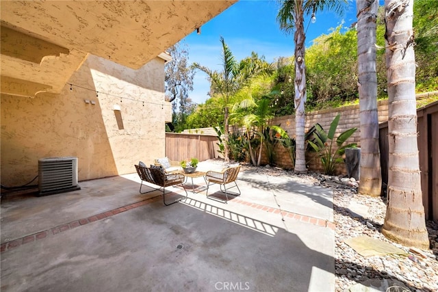 417 Via Presa, San Clemente, CA 92672 - view of patio featuring a fenced backyard and cooling unit
