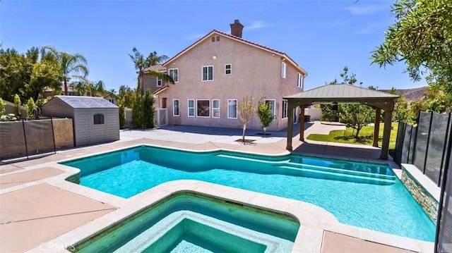 17195 Summit Hills Dr, Canyon Country, CA 91387 - view of pool with a gazebo, a patio area, and a pool with connected hot tub
