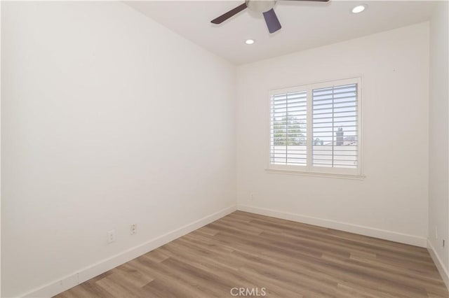 17195 Summit Hills Dr, Canyon Country, CA 91387 - unfurnished room featuring baseboards, recessed lighting, light wood finished floors, and ceiling fan