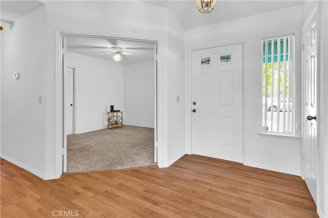 904 Torrey Pines Dr, Paso Robles, CA 93446 - entrance foyer featuring light wood-style floors, a ceiling fan, and baseboards