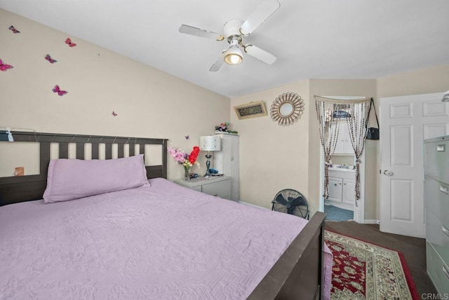 908 S Sunshine Ave Unit 18, El Cajon, CA 92020 - carpeted bedroom featuring connected bathroom and ceiling fan