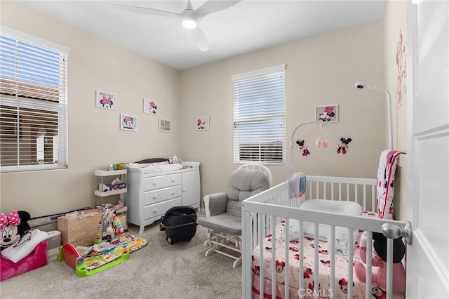28116 Calle Lumina, Temecula, CA 92592 - bedroom featuring carpet floors, a crib, and ceiling fan