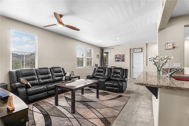 28116 Calle Lumina, Temecula, CA 92592 - living area featuring ceiling fan and light carpet