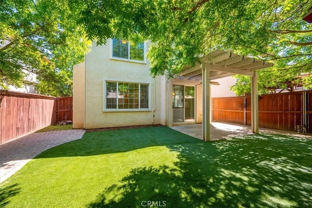 2923 Cottage Ln, Paso Robles, CA 93446 - rear view of house with stucco siding, a pergola, and a patio area