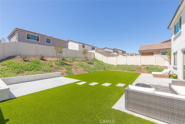 25367 Circle Stone Dr, Menifee, CA 92586 - view of yard featuring a patio and an outdoor living space with a fire pit