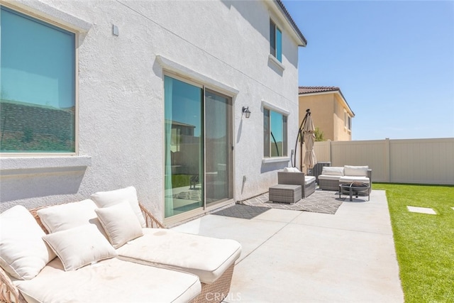25367 Circle Stone Dr, Menifee, CA 92586 - view of patio featuring an outdoor hangout area and fence