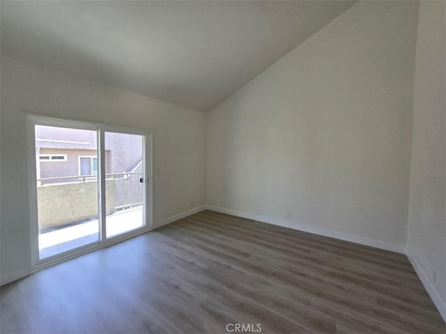 70 Harkness Ave Unit 4, Pasadena, CA 91106 - spare room with wood finished floors, vaulted ceiling, and baseboards