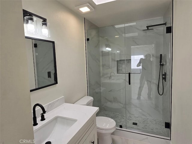 70 Harkness Ave Unit 4, Pasadena, CA 91106 - full bathroom with toilet, a marble finish shower, vanity, and marble look tiles