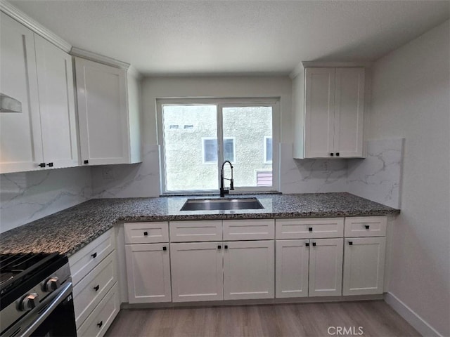 70 Harkness Ave Unit 4, Pasadena, CA 91106 - kitchen with a sink, light wood-style flooring, white cabinetry, and decorative backsplash