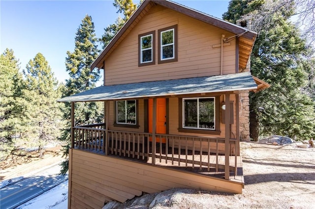 33350 Robin Dr, Green Valley Lake, CA 92341 - rear view of house with a shingled roof and a deck