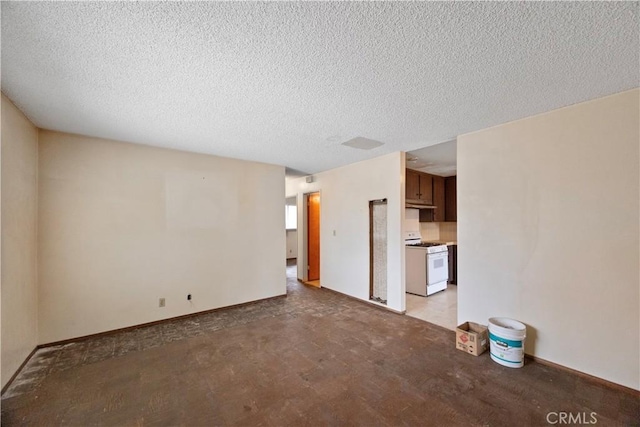 unfurnished living room with a textured ceiling