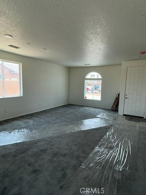 unfurnished room with plenty of natural light and a textured ceiling
