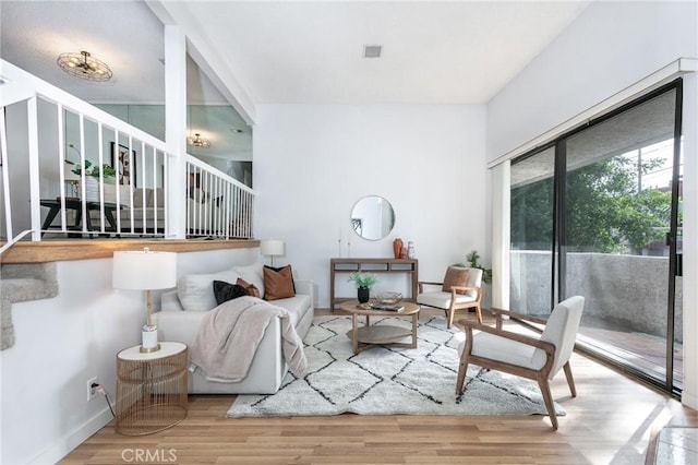 living area featuring wood finished floors
