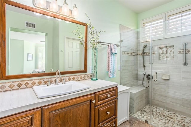 684 Big Spring Dr, Banning, CA 92220 - full bathroom featuring a shower stall and vanity