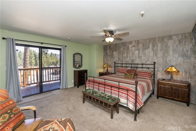 41764 Brownie Ln Unit 5, Big Bear Lake, CA 92315 - bedroom with access to outside, carpet flooring, and a ceiling fan