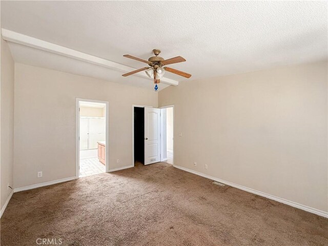74804 Amboy Rd Unit 29, Palms, CA 92277 - empty room featuring ceiling fan, carpet floors, baseboards, a textured ceiling, and lofted ceiling