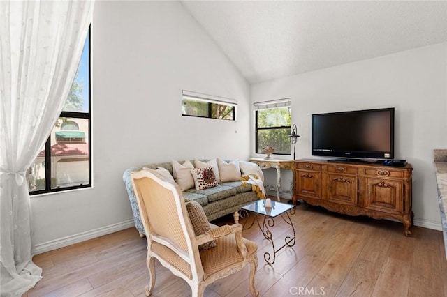 3040 La Paz Ln Unit B, Diamond Bar, CA 91765 - living area featuring light wood-style flooring, baseboards, and high vaulted ceiling