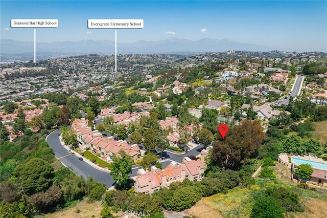 3040 La Paz Ln Unit B, Diamond Bar, CA 91765 - aerial view of property's location featuring a mountainous background and nearby suburban area