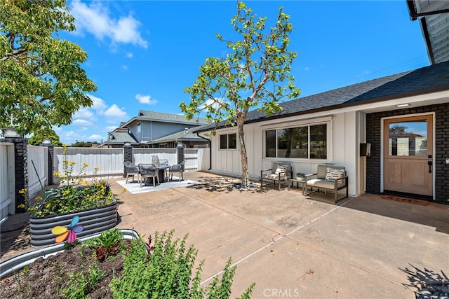 view of patio / terrace with a fenced backyard and outdoor dining space