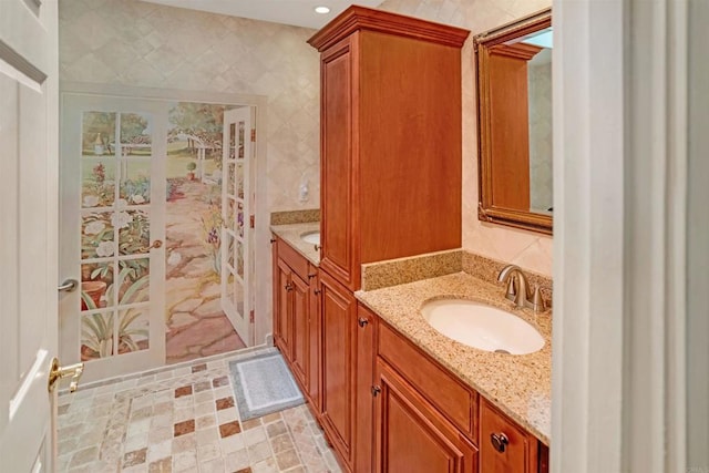 5221 Olive Hill Rd, Fallbrook, CA 92028 - bathroom featuring vanity and tile walls