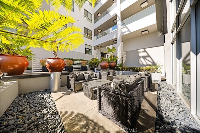 view of patio featuring an outdoor hangout area