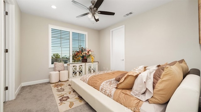 8798 Justify Dr, Rancho Cucamonga, CA 91701 - bedroom featuring light colored carpet, baseboards, ceiling fan, and recessed lighting