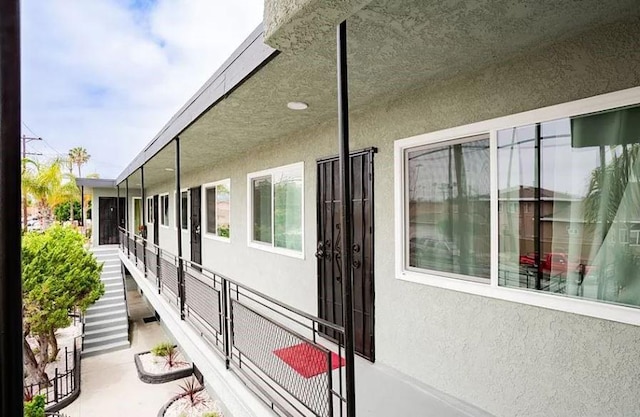 view of home's exterior with stucco siding