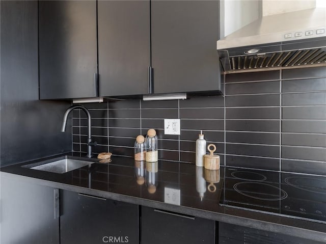 1375 Fortuna Ave, Landers, CA 92285 - kitchen featuring exhaust hood, a sink, and tasteful backsplash