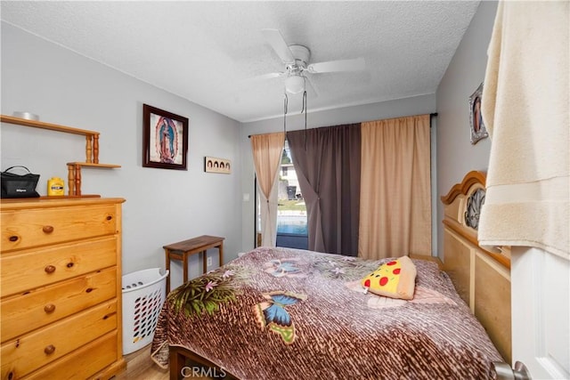 1118 Kwis Ave, Hacienda Heights, CA 91745 - bedroom with a textured ceiling, wood finished floors, and ceiling fan